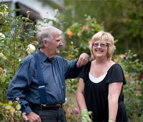 Peter and Tina Cundall in their ornamental garden